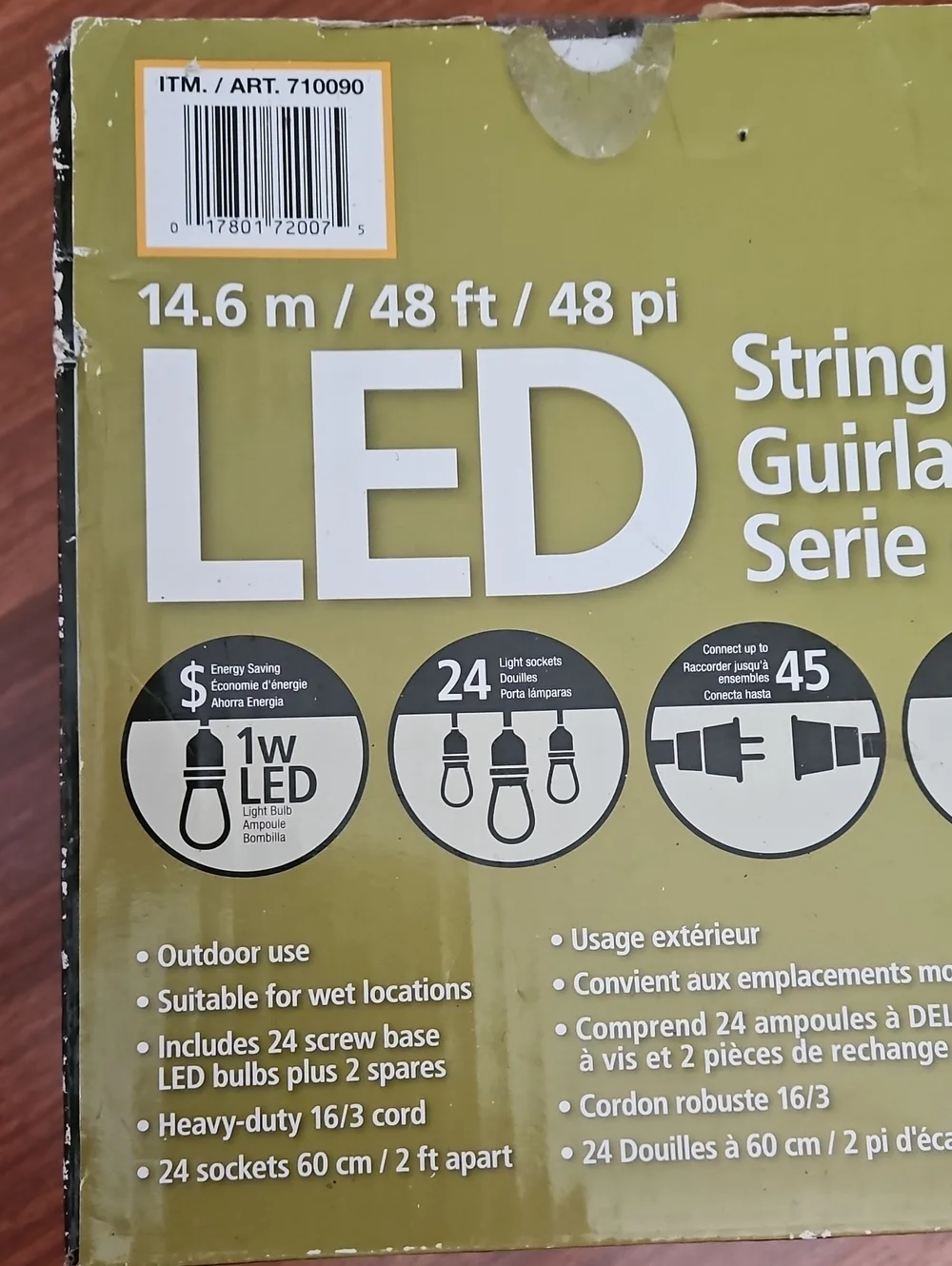 Feit Outdoor 48' Electric Plug-in Heavy-Duty 24 LED String Commercial Grade NIB